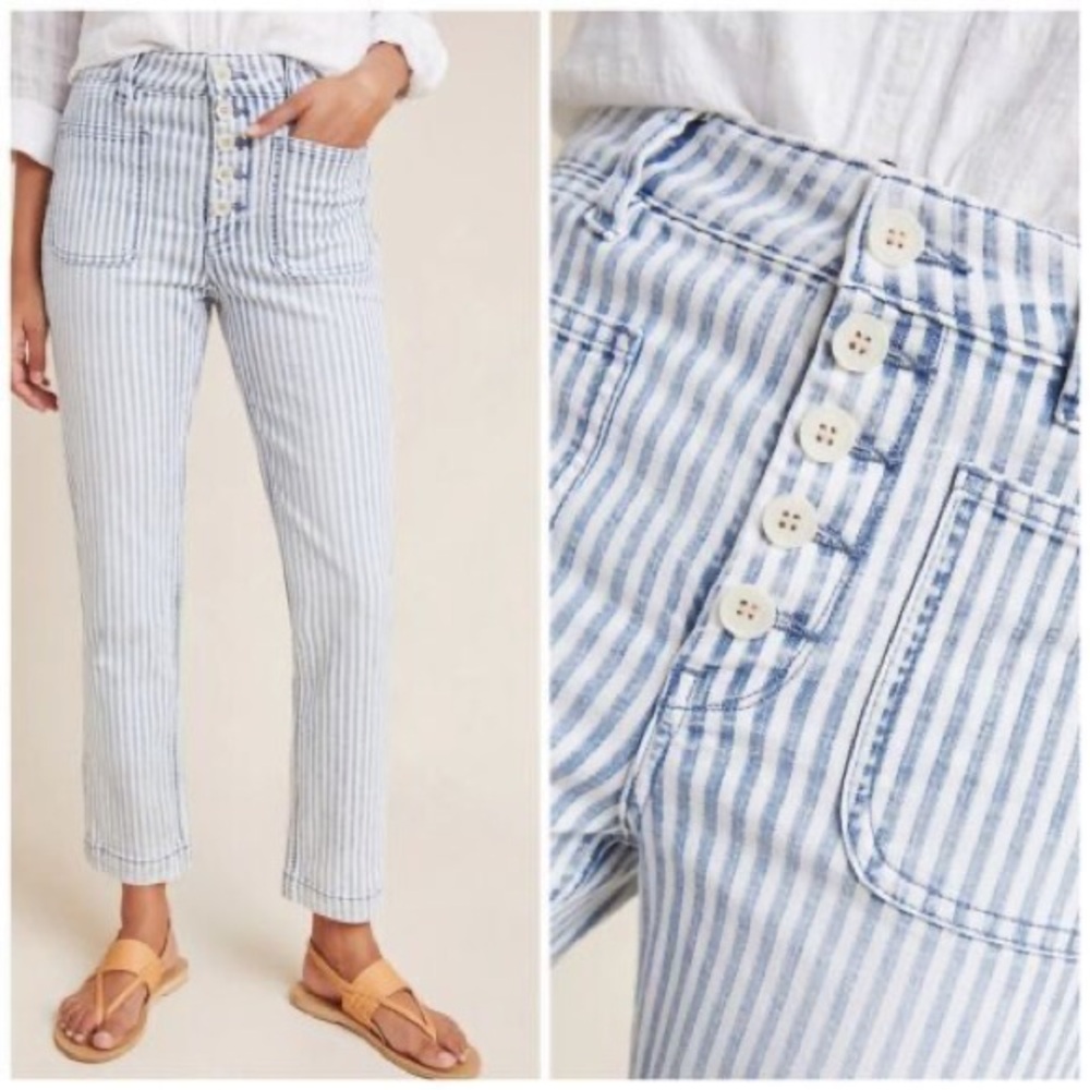 Anthropologie Pilcro And The Letterpress High Rise Railroad Striped Jeans sz 28
